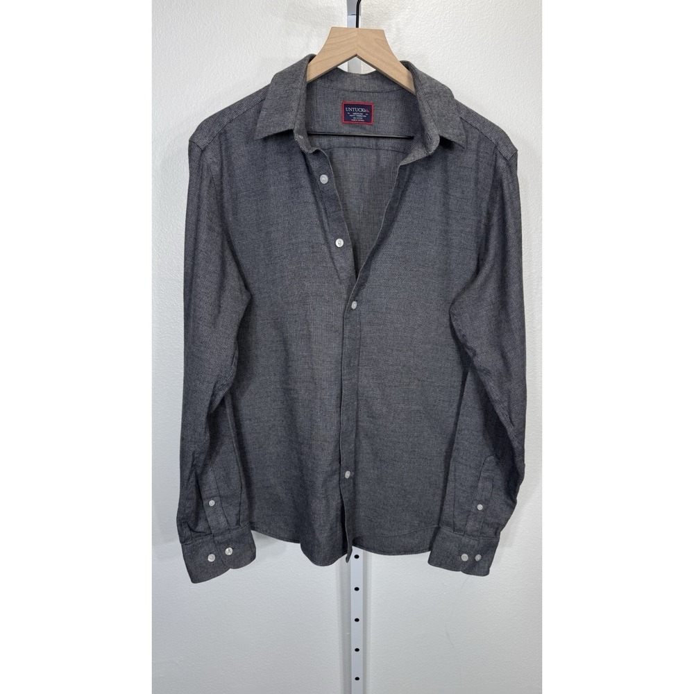 UNTUCKit Veneto WF Wrinkle-Free Button Down Shirt Preppy Office Gray Mens M - Picture 2 of 8